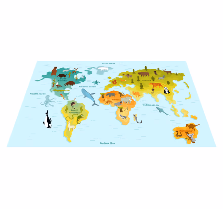 Tappeto vinile mappamondo mappa educativa - TenStickers