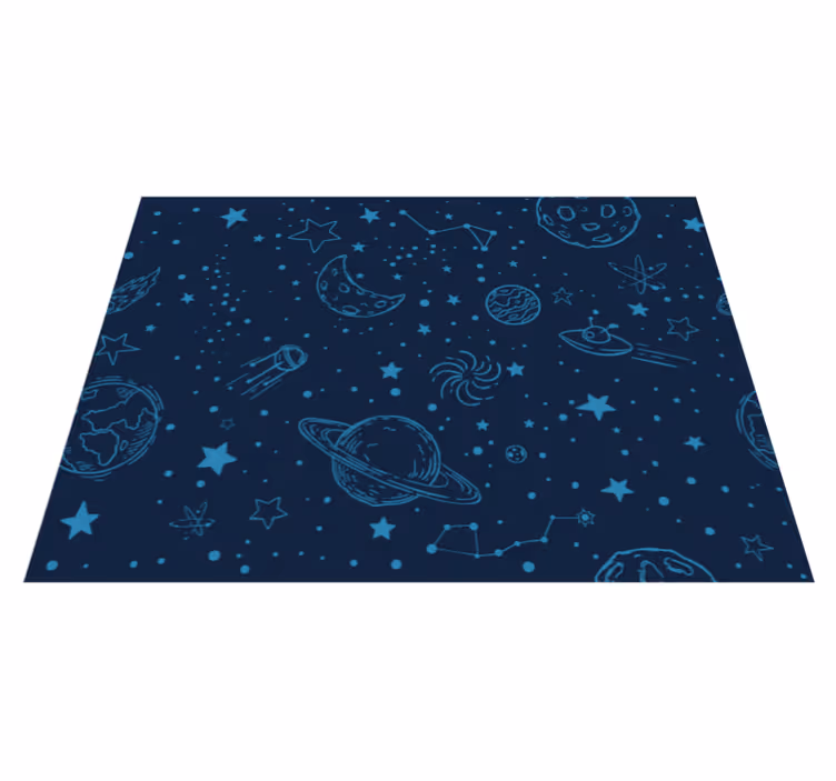 Tappeto vinile per bambini illustrazione a tema spaziale - TenStickers