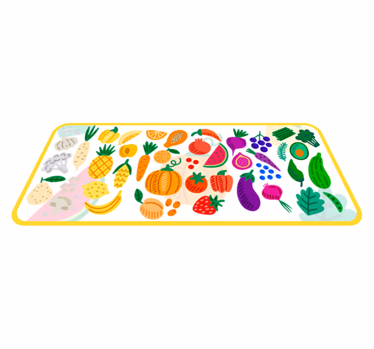 Tappeto vinile fiori modello di frutta colorata - TenStickers