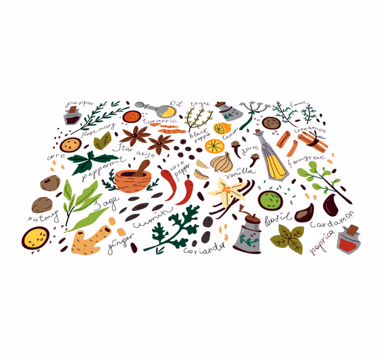 Tappeto pvc cucina disegno dell'illustrazione delle spezie - TenStickers