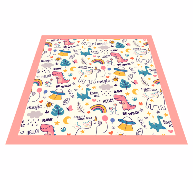 Tappeto vinile per bambini tema dinosauro colorato - TenStickers