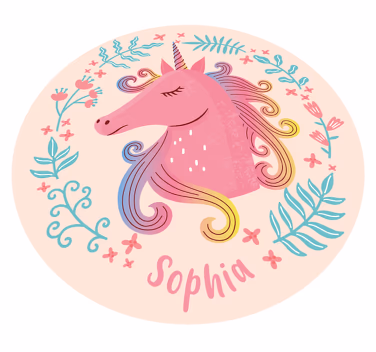 Tappeto vinile con nome fiaba dell'unicorno - TenStickers