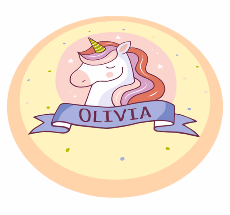 Tappeto in vinile con nome unicorno con nome personalizzabile - TenStickers