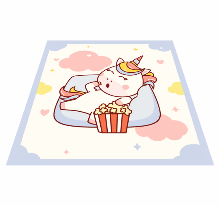 Tappeto vinile per bambini rilassamento del cinema unicorno - TenStickers