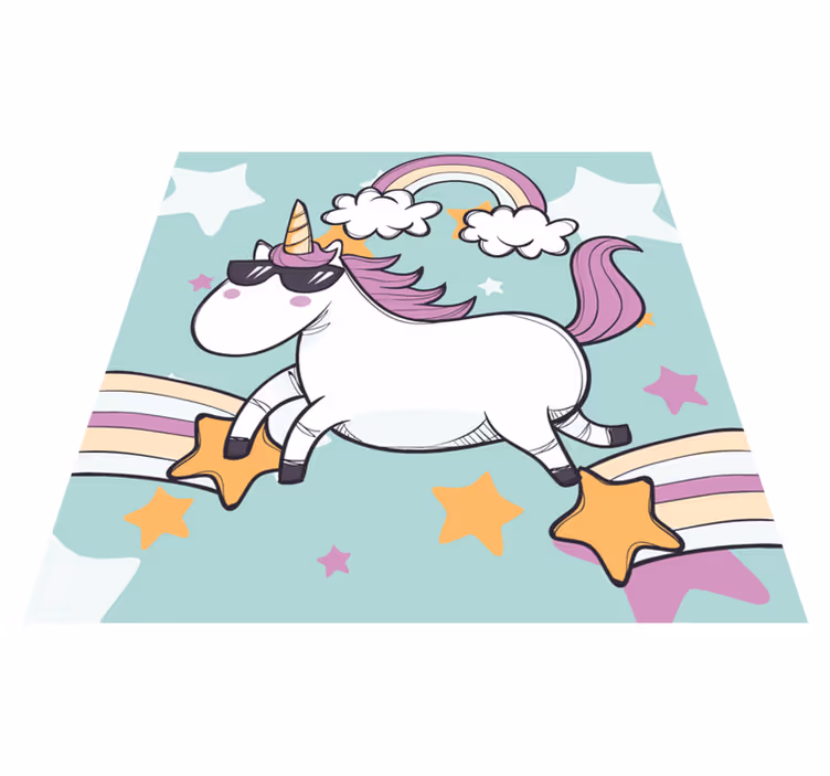 Tappeto vinile per bambini arcobaleno di unicorno - TenStickers