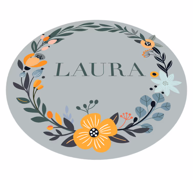 Tappeto vinile con nome disegno floreale personalizzato - TenStickers