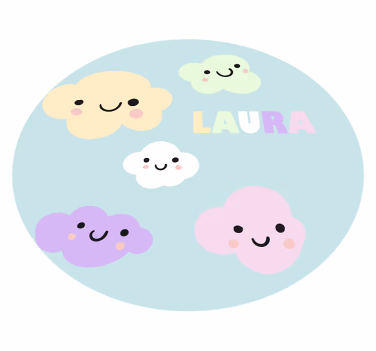 Tappeto vinile con nome nuvole personalizzabili - TenStickers