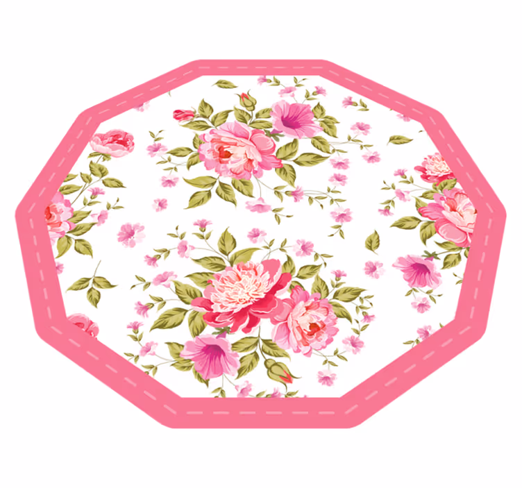 Tappeto vinile fiori ottagono floreale - TenStickers