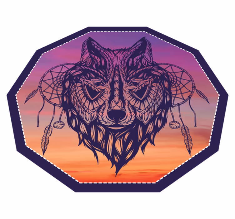 Tappeto vinile animali illustrazione ottagonale del lupo - TenStickers
