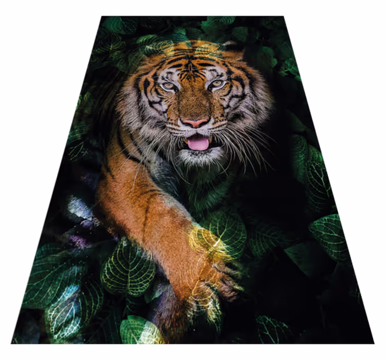 Tappeto vinile animali rappresentazione tigre foliage - TenStickers