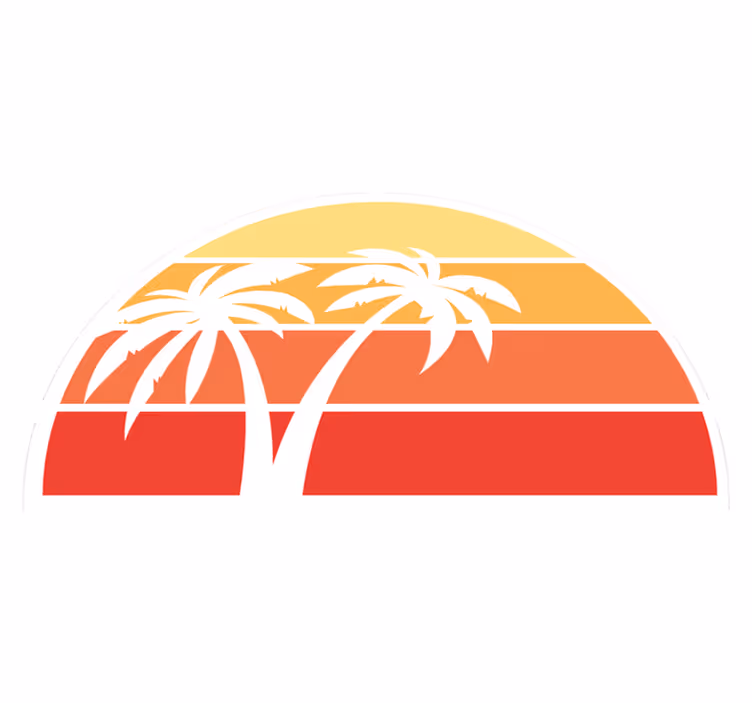 Tappeto vinile natura disegno di palme al tramonto - TenStickers