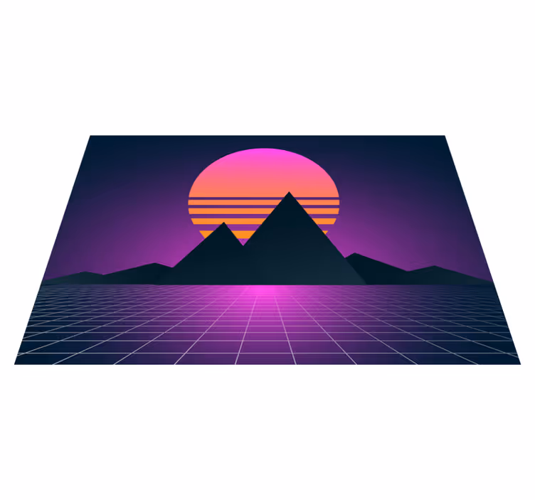 Tappeto vinile vintage geometria del tramonto retrò - TenStickers