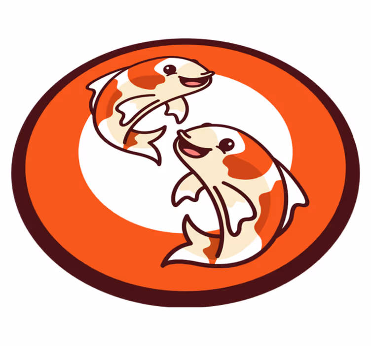 Tappeto vinile animali cerchio koi giocoso - TenStickers