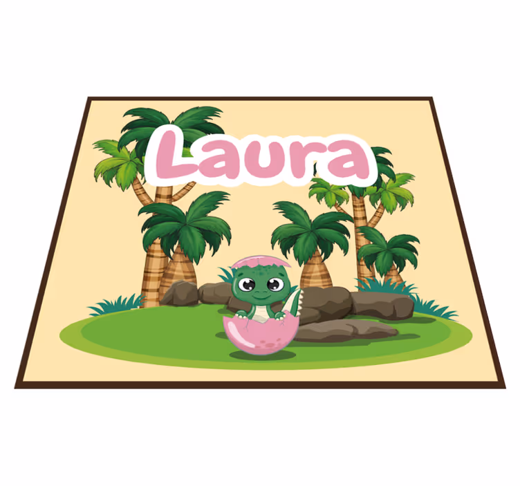 Tappeto vinile con nome scena di dinosauro personalizzata - TenStickers