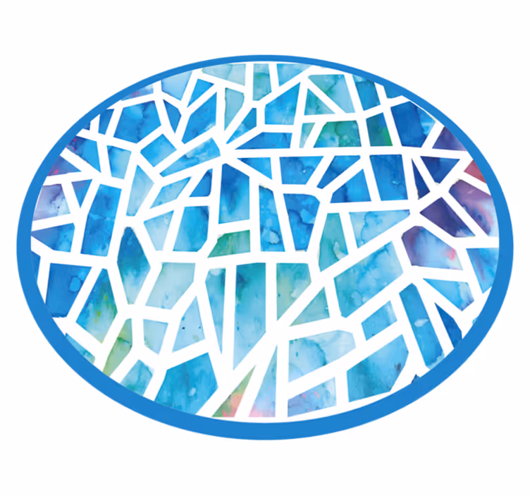 Tappeto vinile blu mosaico acquerello - TenStickers