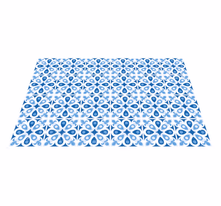 Tappeto vinile piastrelle piastrella con motivi blu - TenStickers