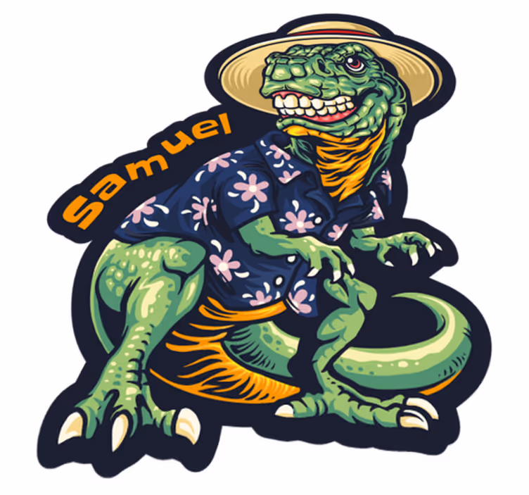 Tappeto vinile con nome abbigliamento da vacanza dinosauri - TenStickers