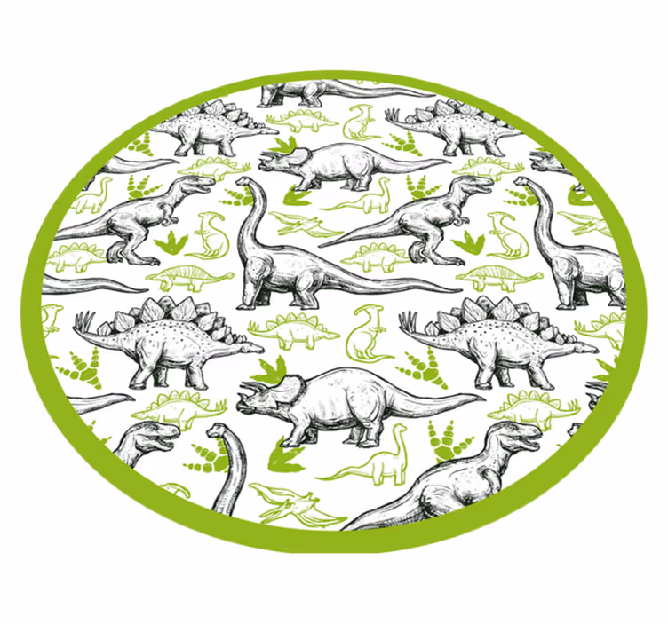Tappeto vinile per bambini cerchio a tema dinosauri - TenStickers