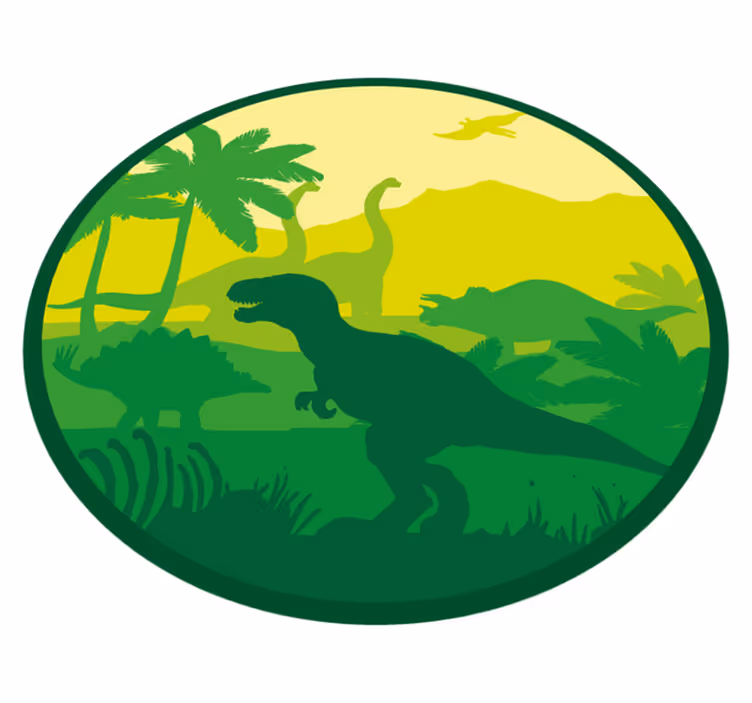 Tappeto vinile bebé scena di avventura con i dinosauri - TenStickers
