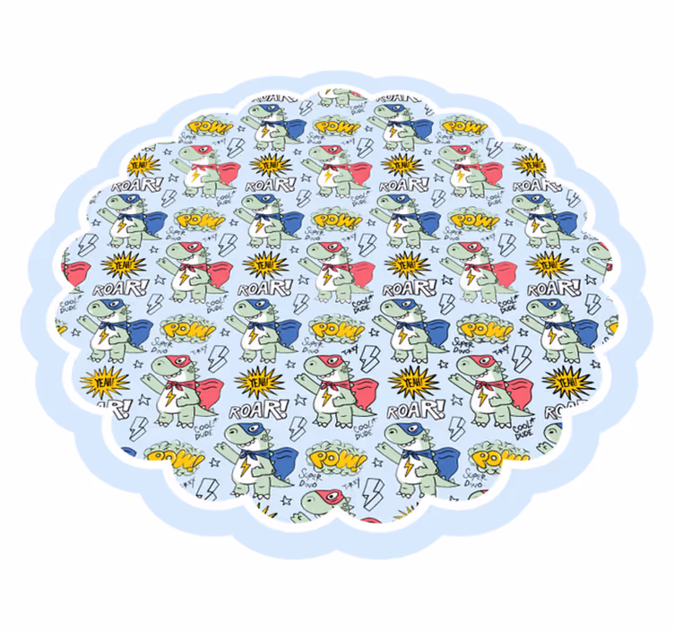 Tappeto vinile per bambini dinosauri supereroi - TenStickers