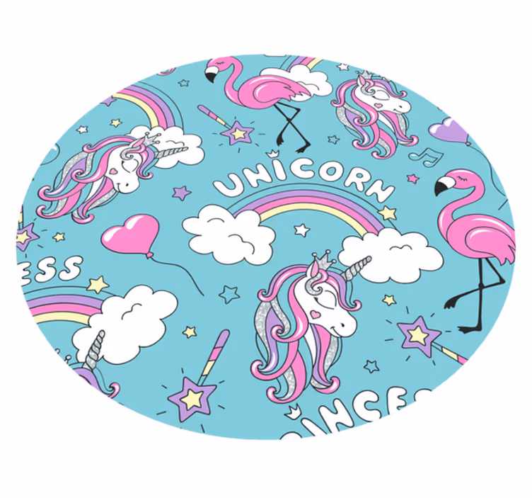 Tappeto vinile per bambini cerchio fantasy di unicorno - TenStickers