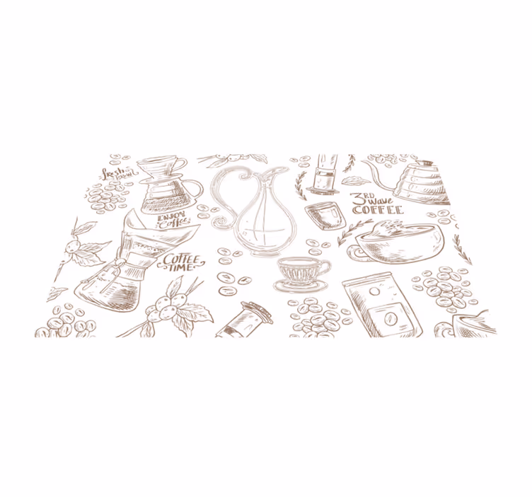 Tappeto pvc cucina schizzi di caffè - TenStickers