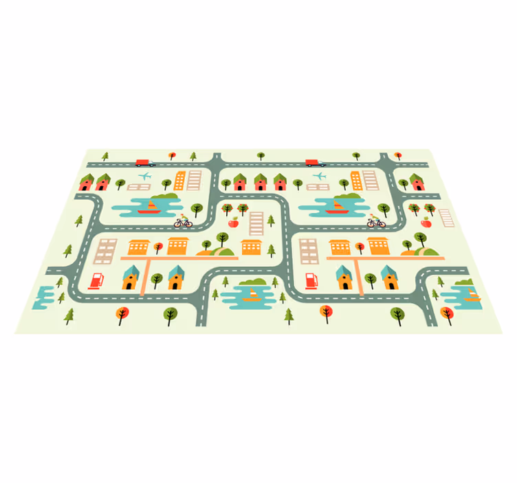 Tappeto vinile per bambini strade cittadine tempo di gioco - TenStickers