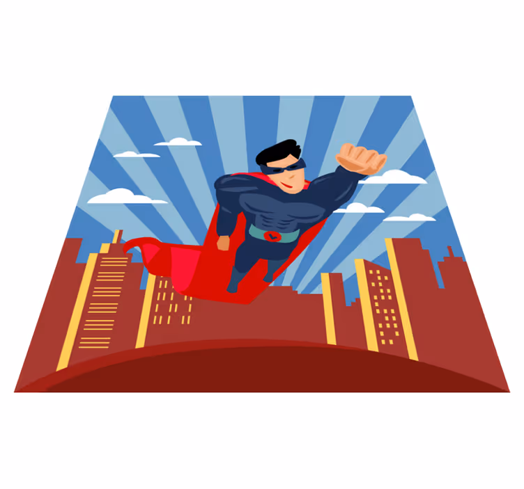 Tappeto vinile per bambini volo del supereroe - TenStickers