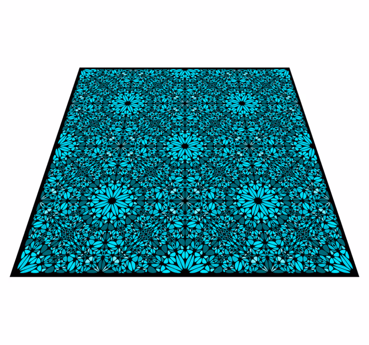 Tappeto vinile azzurro disposizione floreale geometrica - TenStickers