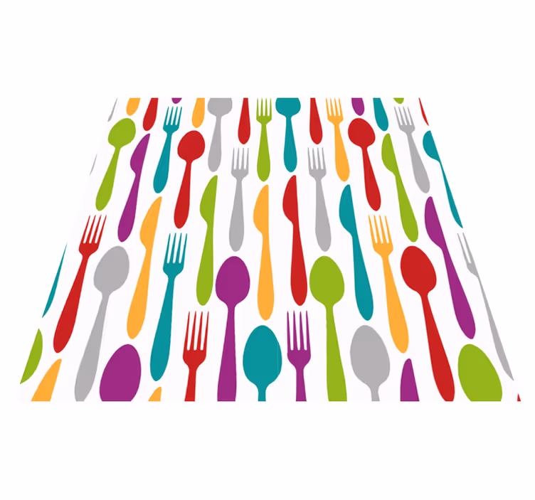 Tappeto in vinile cucina posate colorate - TenStickers