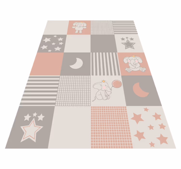 Tappeto in vinile con stelle, elefanti, lune - TenStickers