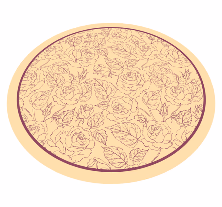 Tappeto vinile fiori motivo rosa rotondo - TenStickers