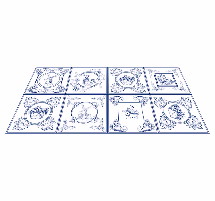 Tappeto vinile piastrelle eleganza della porcellana - TenStickers