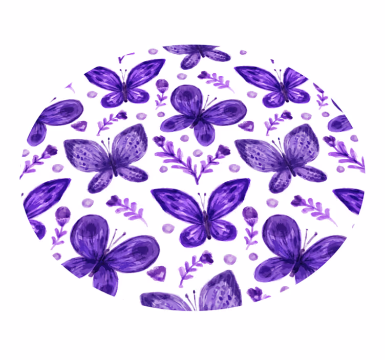 Tappeto vinile fiori modello di cerchio a farfalla - TenStickers