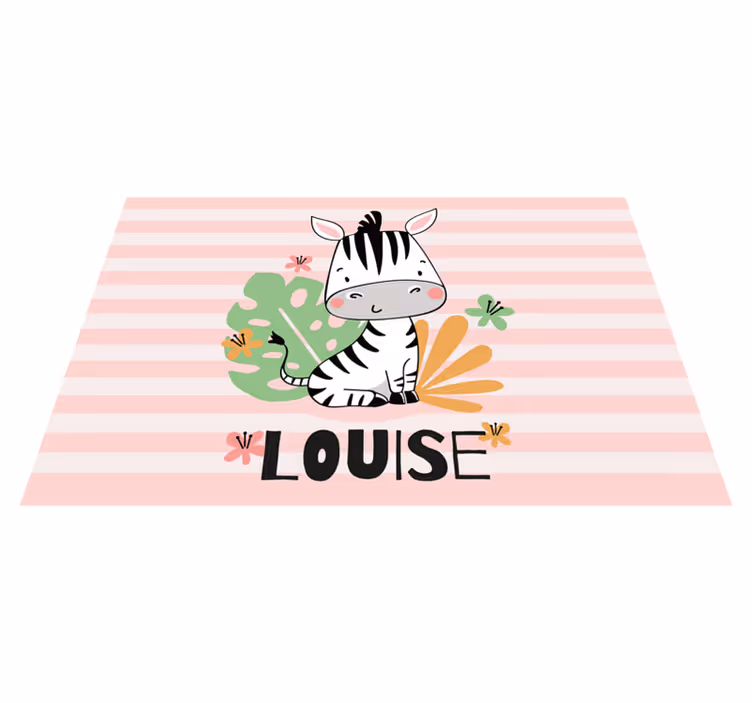 Tappeto vinile con nome zebra personalizzabile - TenStickers