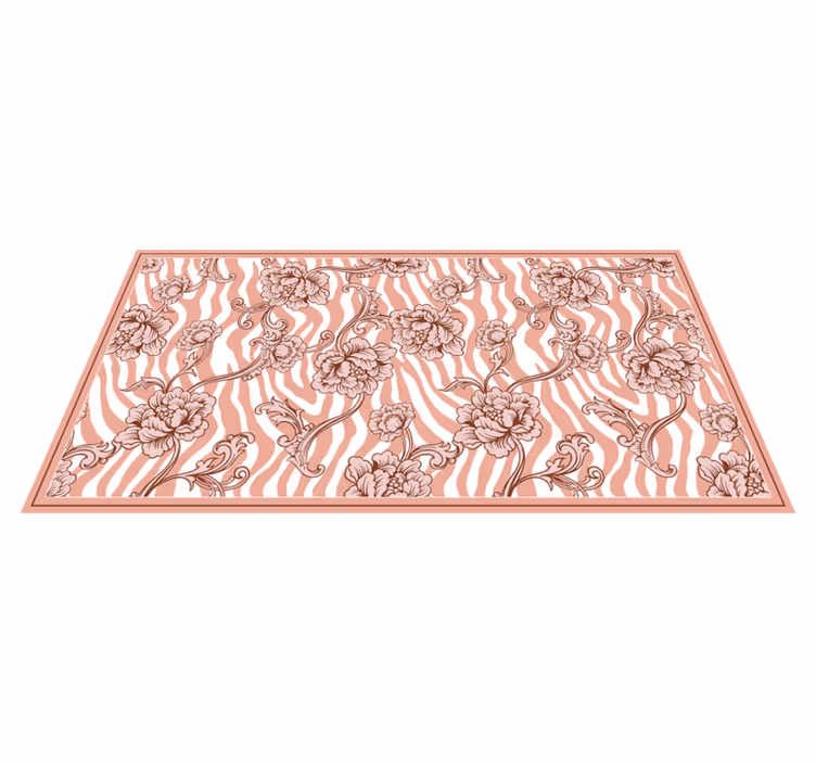 Tappeto vinile camera da letto fusione floreale zebra - TenStickers