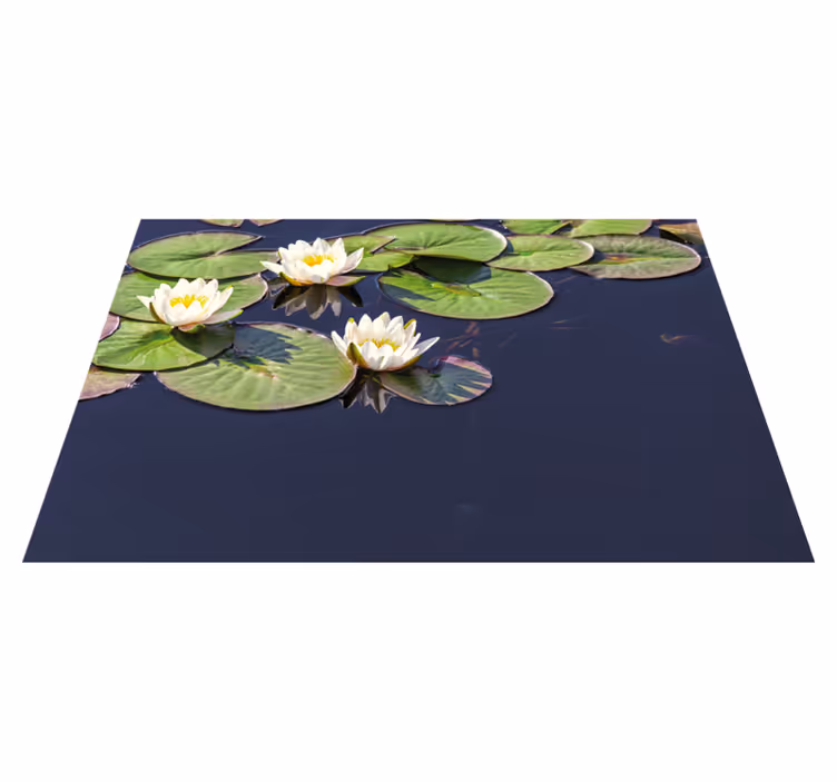 Tappeto vinile fiori emblema della ninfea - TenStickers