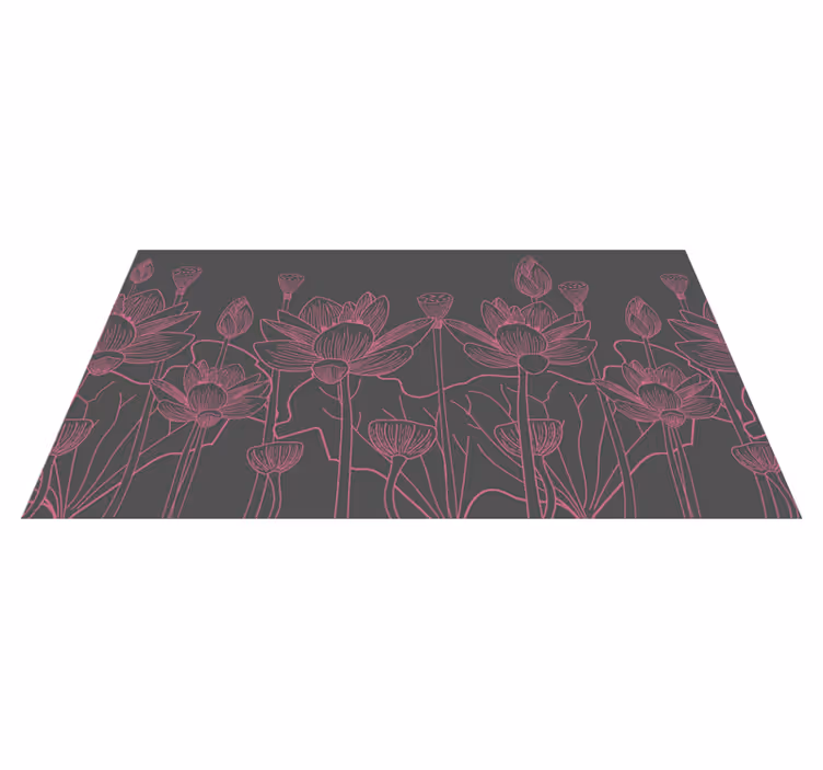 Tappeto vinile fiori schizzo di contorno floreale - TenStickers