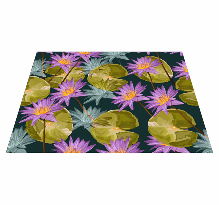 Tappeto vinile fiori ninfee botaniche - TenStickers