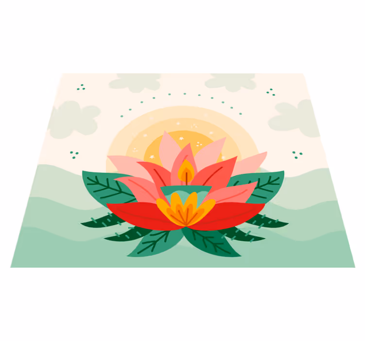 Tappeto vinile fiori illustrazione del fiore di loto - TenStickers