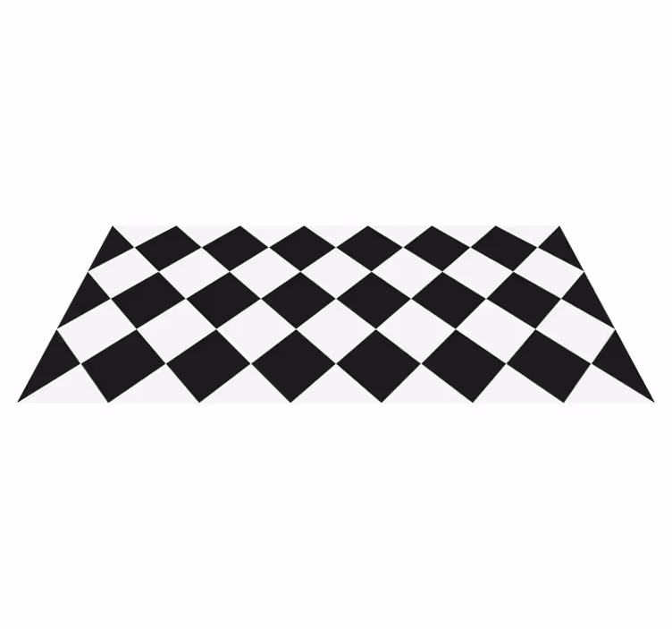 Tappeto vinile bagno geometrico rombi bianchi e neri - TenStickers