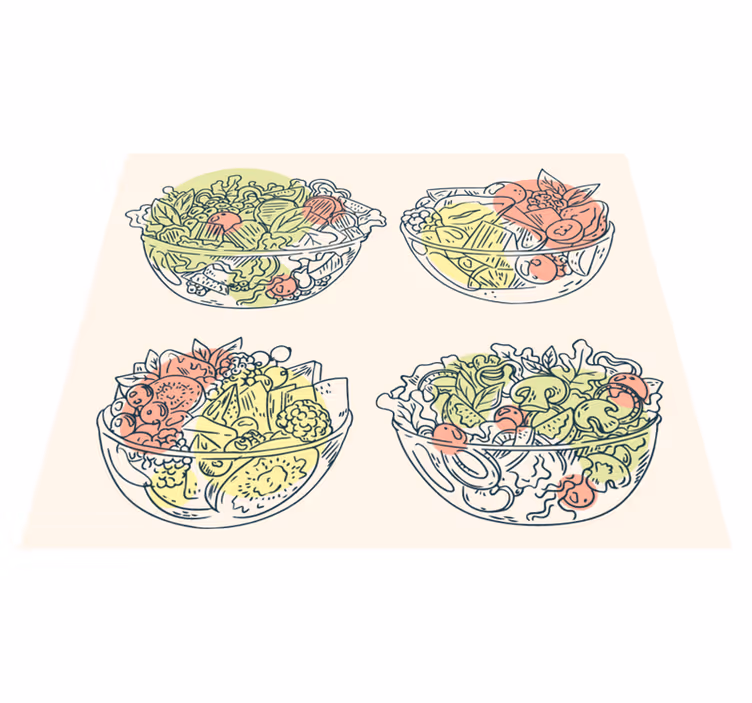 Tappeto vinile sala da pranzo illustrazioni di insalatiere - TenStickers