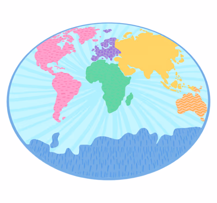 Tappeto vinile mappamondo cerchio colorato della mappa - TenStickers