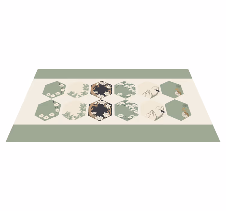 Tappeto vinile fiori esagoni floreali - TenStickers