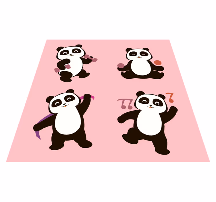 Tappeto vinile per bambini motivo di danza del panda - TenStickers