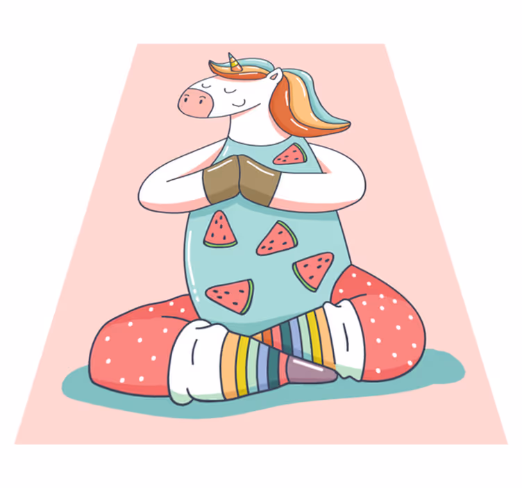 Tappeto vinile per bambini unicorno meditante - TenStickers