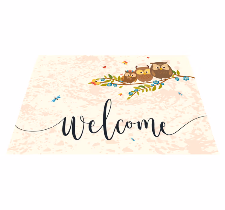 Tappeto vinile animali grafica accogliente dei gufi - TenStickers