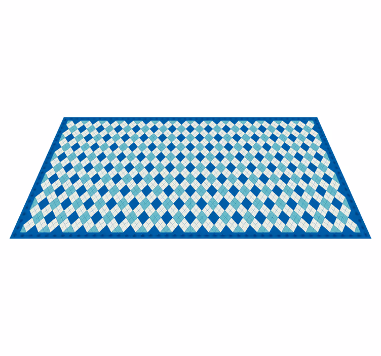 Tappeto vinile piastrelle motivo a scacchi blu - TenStickers