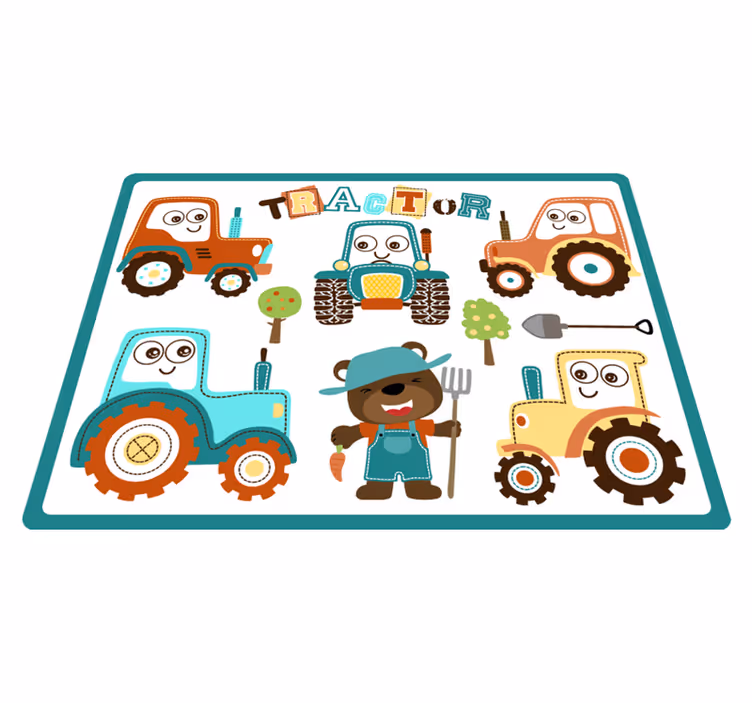Tappeto vinile per bambini trattori animati - TenStickers