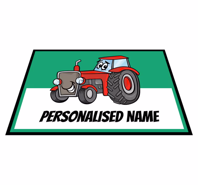 Tappeto vinile con nome grafica personalizzata del trattore - TenStickers